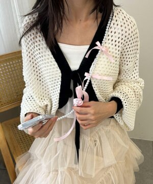  リボンビーズストラップ