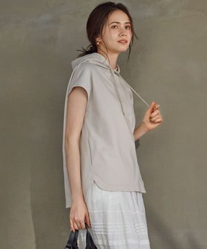  【SLOW/一部店舗限定】コンパクトインレー フレンチスリーブ フーディー