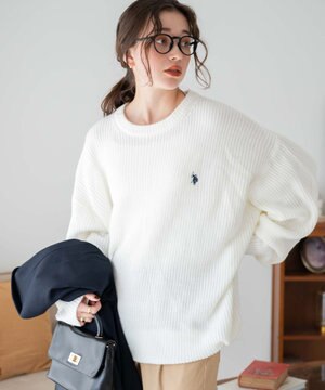  U.S. POLO ASSN.|別注畔編みニットプルオーバー