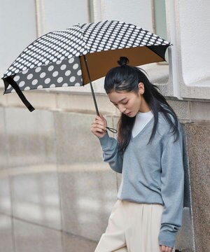  UNISEX プラスリング 簡単開閉式折傘55cm BLK/BGE T1378