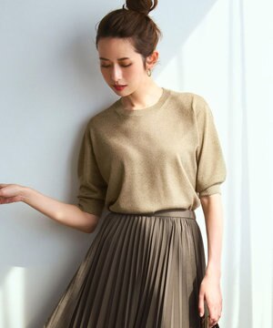  【洗える】オータムメタリック ラメ ニットT