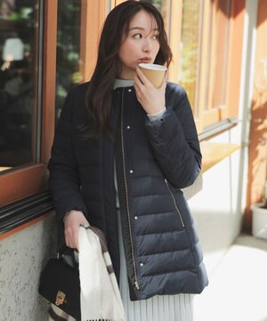 【2WAY】ノーカラーミドル ダウン