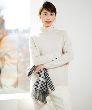  【洗える】ウールブレンドスムース ハイネックプルオーバー