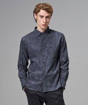  アブストラクトジャガードストレッチ　レギュラーカラーシャツ