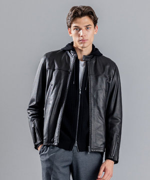 <WEB限定>ライトゴートシュリンクレザー シングルライダース