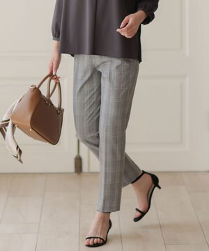  アルガンシルク チェック テーパード パンツ