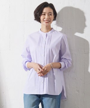  【洗える】BEZ VEGA ストライプ ピンタック ブラウス