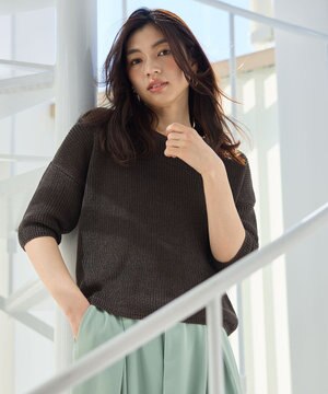  【洗濯機可/アンチピリング】ギマハーフスリーブニット