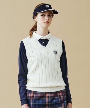  【WOMEN】コットンアクリル ニットベスト