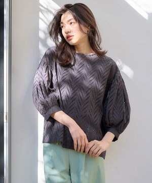  【洗濯機可】エンブロイダリーブラウス