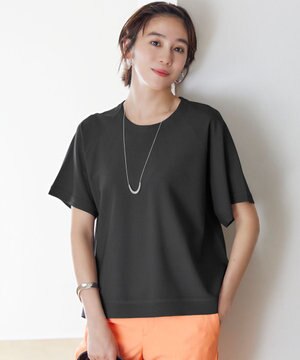  【接触冷感・UVカット・洗える】クレープストレッチAライン ニット