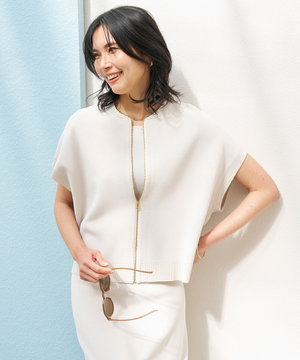 【接触冷感/UVカット】スゴ機能美ニット スリーブレスブルゾン