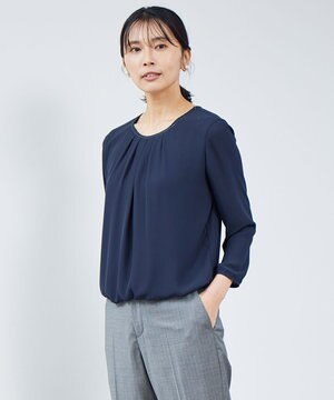  【洗える】シルキーデシン ボールチェーン カットソー