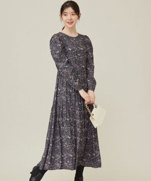 【BAILA12月号掲載・貴島明日香さんコラボ】ペイントタッチフラワー ワンピース