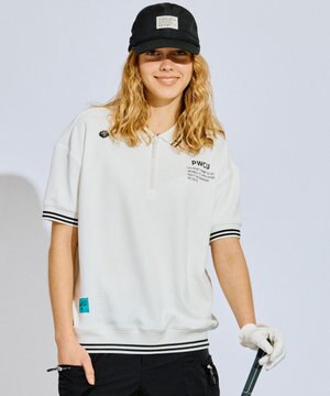 【WOMEN】ワッフルハーフジップポロ ゴルフウェア レディース