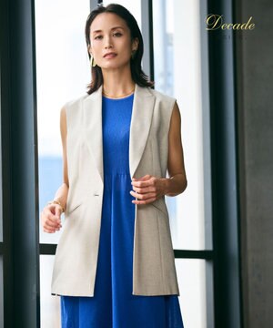  【洗える】CAROLE / リネンライクノースリーブジレジャケット