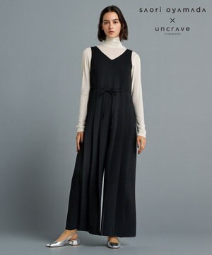 【スタイリスト小山田早織さん × uncrave STANDARD】ウォッシャブルダブルクロス プリーツオールインワン