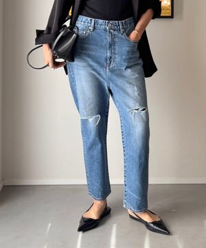  【先行販売】SALUU サルー ストレートアンクル デニムパンツ ダメージ