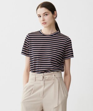 【洗える】 シアーマルチボーダー カットソー