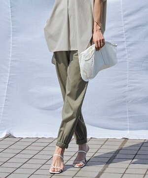  【洗える】 キュプラナイロンストレッチ ジョグパンツ