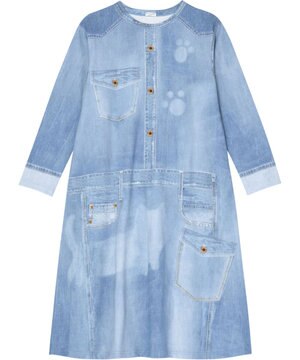  ワンピース　ロング袖　デニムプリント　/ワコール　ULQ130