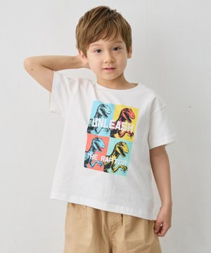  【洗濯機可能】恐竜プリント 半袖Tシャツ