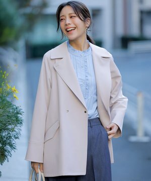  【2WAY】エレカジストレッチミドルトレンチ コート