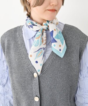  【the PORT by marca】EMBROIDERY 小判 シルクツイル スカーフ