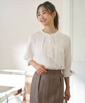  【洗える】ラッフルボウ ブラウス