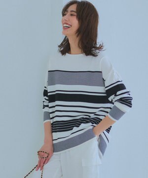  【洗える】コットンポリエステルストレッチ オーバーサイズ ニット