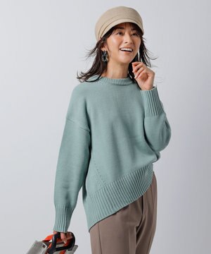  【洗える】スプリングコットンニット バックスリット