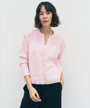 シアーフォルムニット キーネックカーディガン