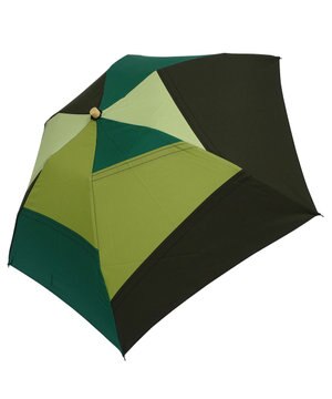  【限定/日本製】レディース向け パッチワーク プラスリング 折傘55cm GRN SR320