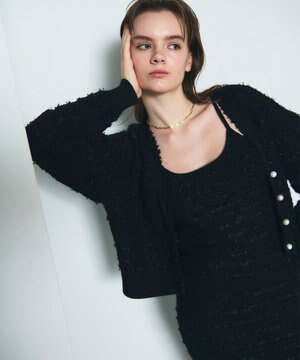  ラメツイードニットカーディガン