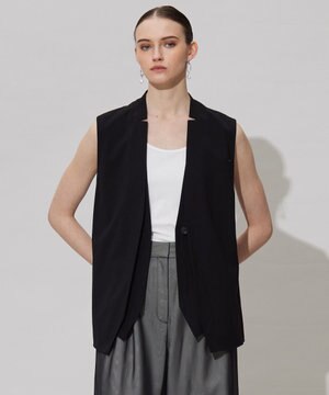  【接触冷感・UVカット・洗える】 T/Rドライリネン ジレ