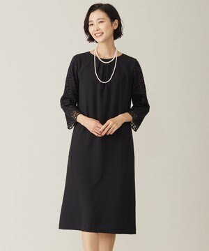  【洗える】ノルディス2wayジョーゼット レース袖 ワンピース