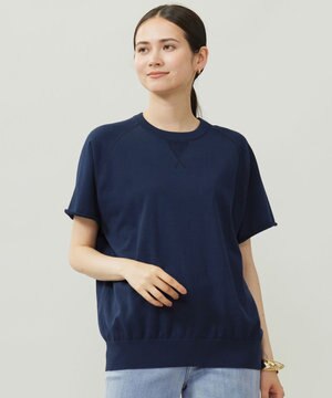  【洗える】コットンループバックスウェット ニット