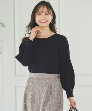  【洗える】フラワーモイスチャー ニット