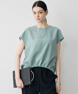 FluidBackSatin フレンチスリーブブラウス