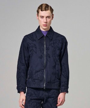  【HIGH GRADE LINE】ワラカットエンブロイダリー　ジップアップブルゾン