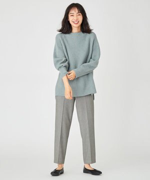 【洗える】ラムウールボリュームスリーブ畦 ニット