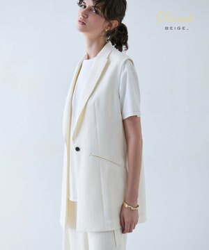  【洗える】CAROLE / リネンライクノースリーブジレジャケット