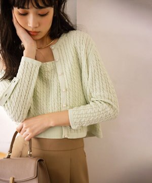  【WEB限定】CHAI ケーブルニットカーディガン