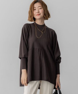 【洗える】ウールギャザー ドルマンスリーブ ニット