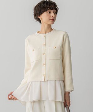  【洗える】ベロアニット カーディガン