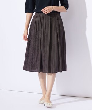  【洗える】ドットデシンプリント タック スカート