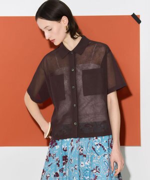  【先行予約/見上愛さん着用/WEB&一部店舗限定カラーあり】シアー ポロニット