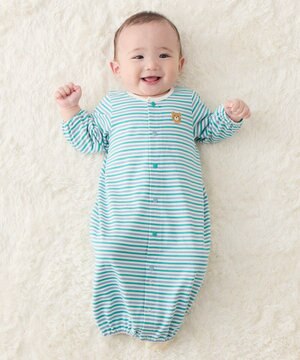  【50-60cm】 みじんボーダー ワンポイント刺繍 ツーウェイオール