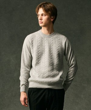  【暖か・軽量】カシミヤブレンド クルーネック ニット