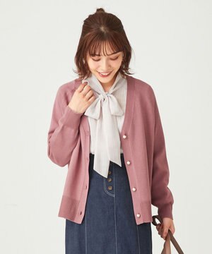  【洗える】Vネックミディ カーディガン